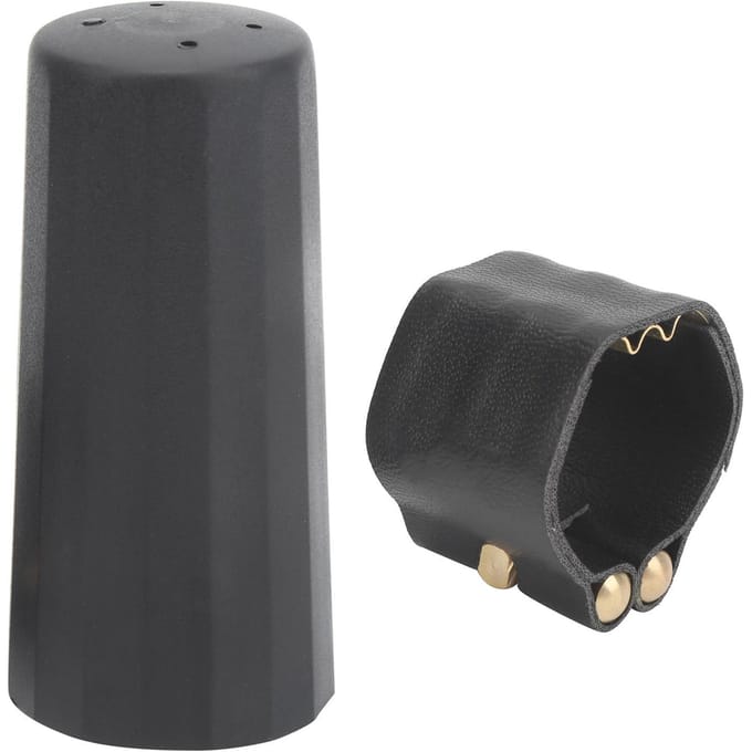 Kit bec de saxophone alto en cuir PU, attache de ligature, capuchon en plastique, boîte blanche JS01 black