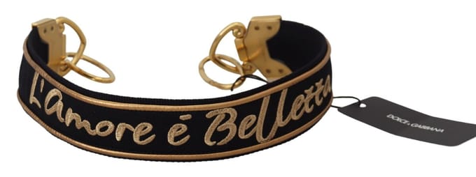 Dolce & Gabbana Elegante Gouden Zwarte Schoudertas Dames Hengsel