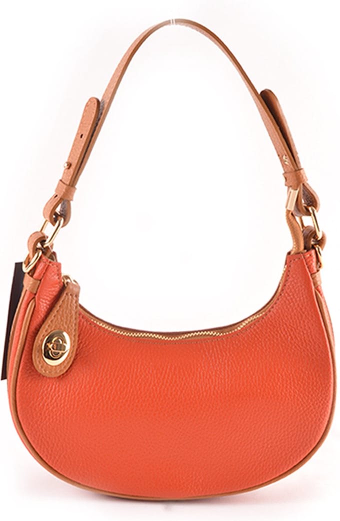 Giuliano schoudertas Phebe - Oranje Cognac - Dames - Made in Italy