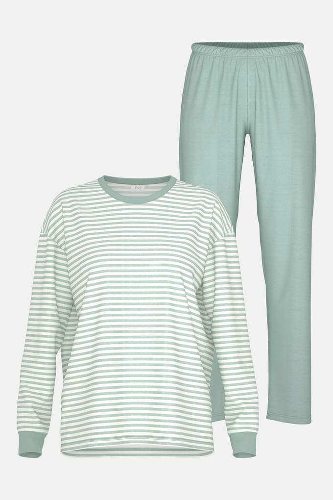 Pyjama lang Serie Willow Stripes Seasalt Green