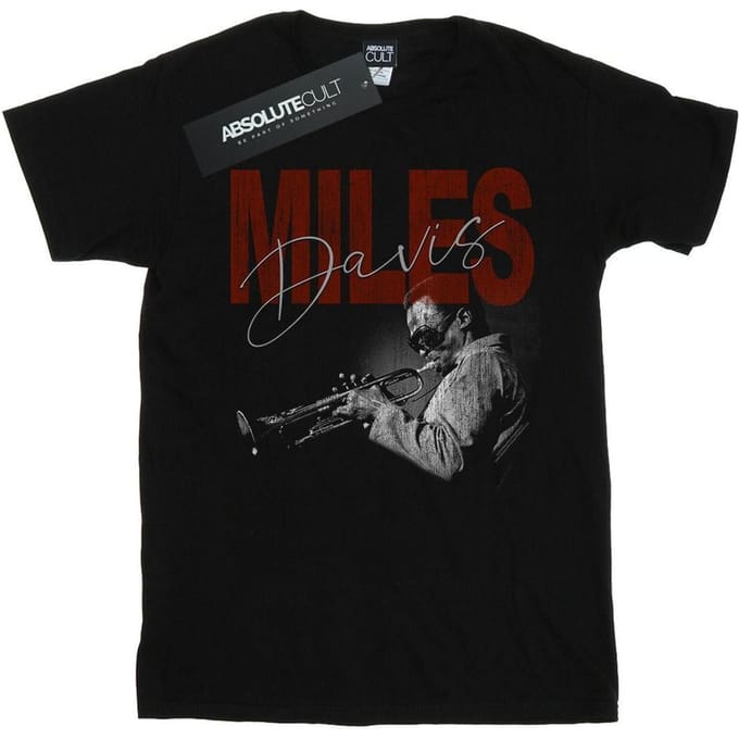 Miles Davis Heren Distressed Foto T-shirt L zwart
