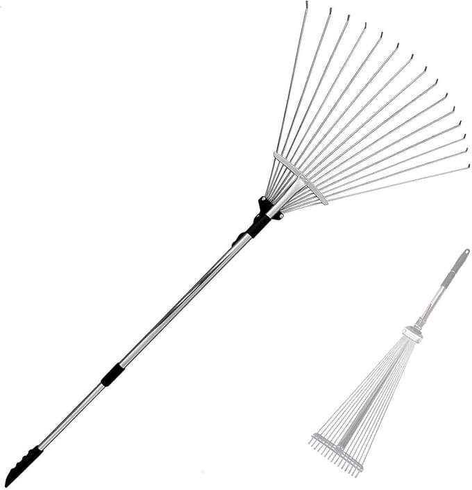 Verstelbare grashark - Tuinhark bladhark - Gazon reinigen - Traploos verstelbaar - 19 tot 54 cm