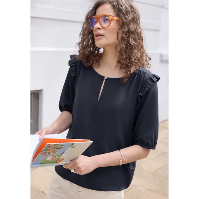 Blouse met korte mouwen en volantdetails