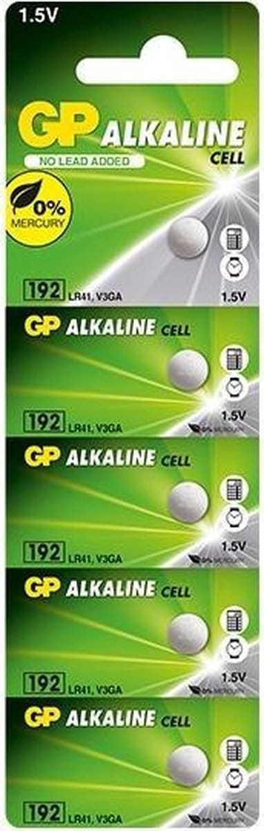 LR41 Knoopcel Alkaline 1.5 V GP Batteries GP192F / LR41 5 stuk(s)