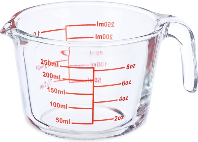 maatbeker - 250 ml - glas - hittebestendig - magnetronbestendig