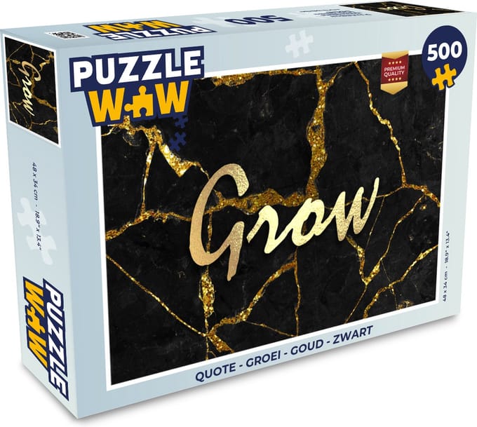 Puzzel Quote - Groei - Goud - Zwart - Legpuzzel - Puzzel 500 stukjes