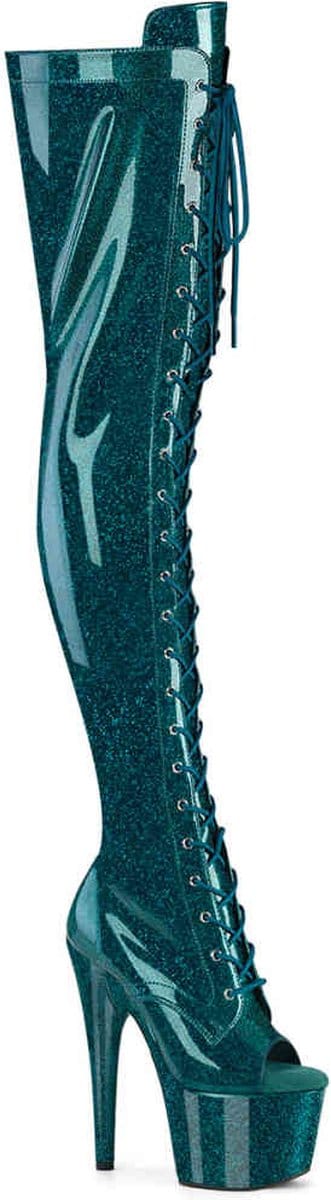Pleaser - ADORE-3021GP Plateau Laarzen - 35 Shoes - Blauw