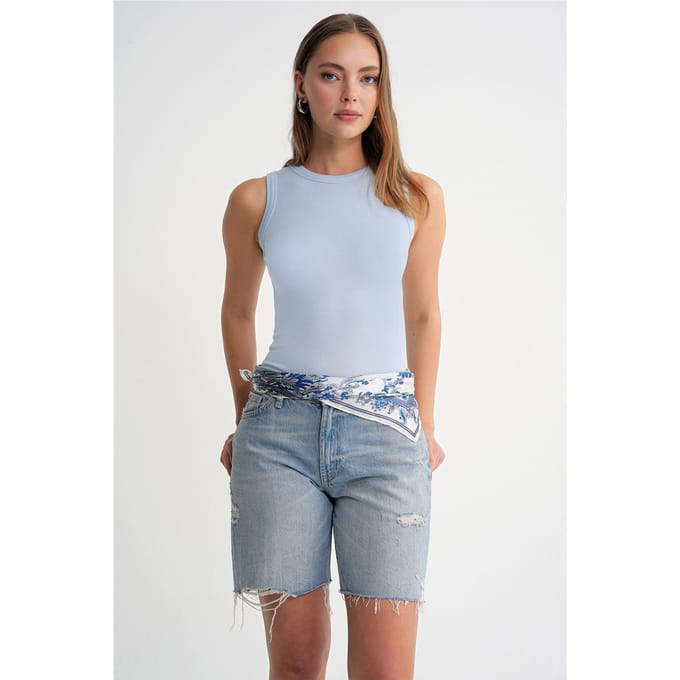 Geribbelde Crew Neck Aansluitende Tanktop