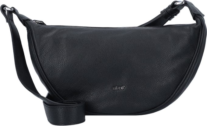 abro Leren Schoudertas Leather Dalia Hobo Bag Black / Nickel Zwart