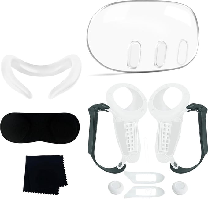 VR Beschermhoes Set - Accessoires VR - VR Gebruik - 10-in-1 Set - Meta Quest 3 - Wit