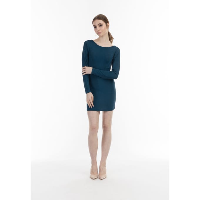 myMo at night gebreide jurk met lange mouwen mini