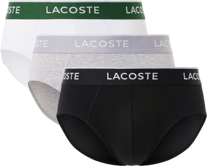Lacoste Heren Slips Casual Briefs 3-Pack Zwart/Wit/Grijs - Maat S