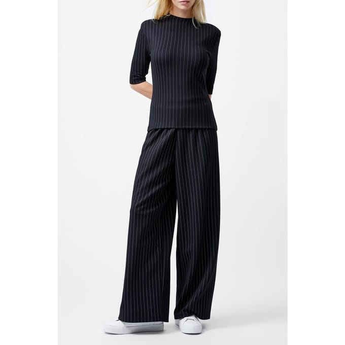 French Connection Regina Jersey Shoulder Pad Tee Black/white Größe: M | Hemden Outlet | Damen | Schwarz