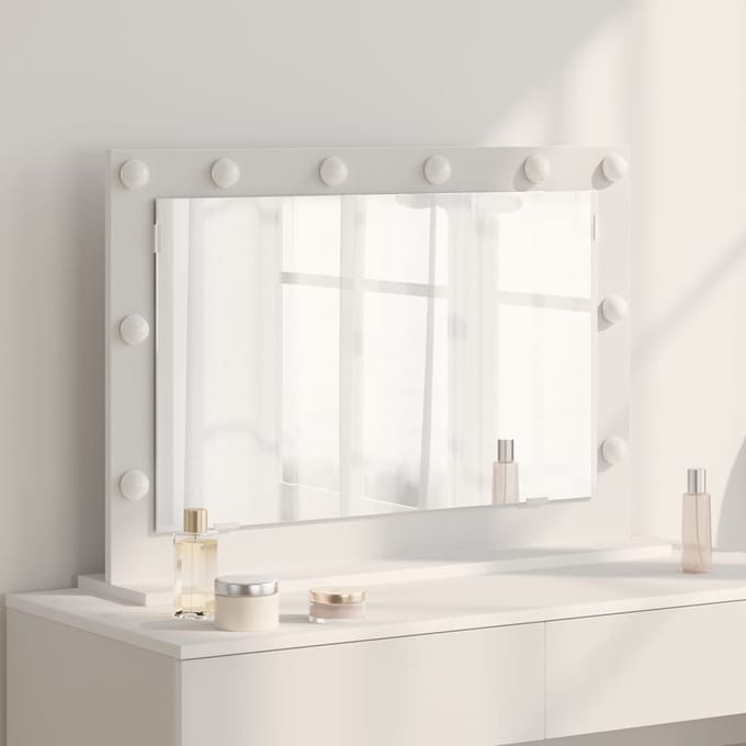 vidaXL - Make-up - Spiegel - Wit - 80 - x - 15 - x - 18 - cm - Glas - en - samengesteld - hout
