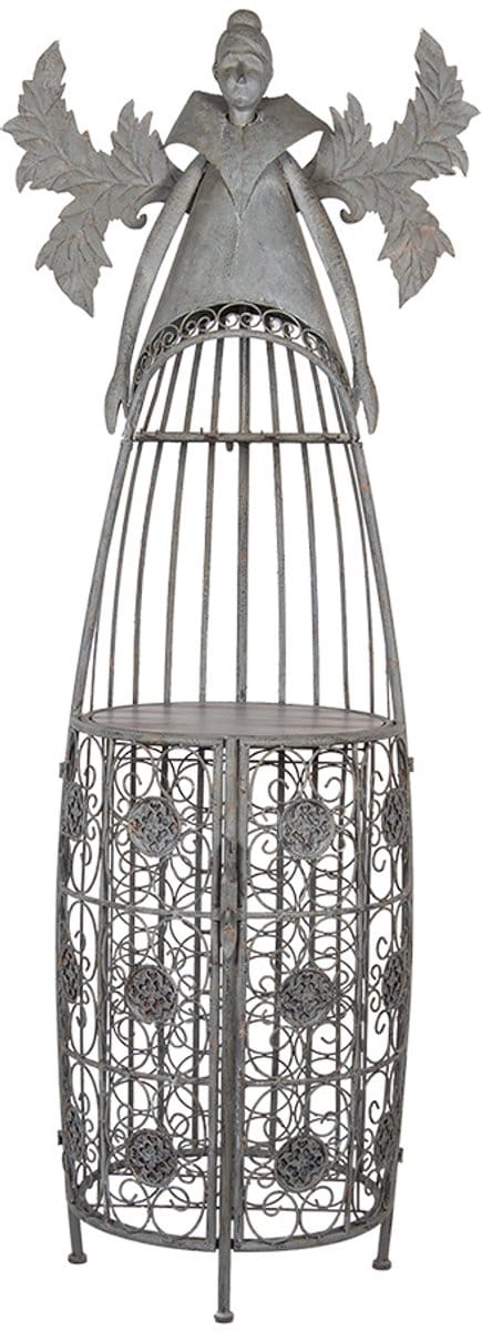 Clayre & Eef Wijnflessen Rek Engel 79x62x207 cm Grijs Metaal