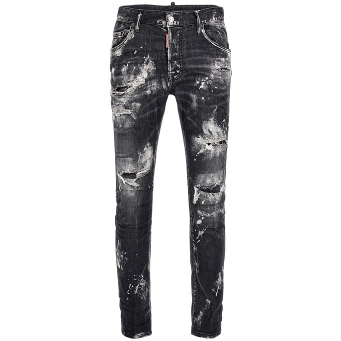 Dsquared2 Super Twinky Jean Destroyed Paint Effect Zwarte Jeans