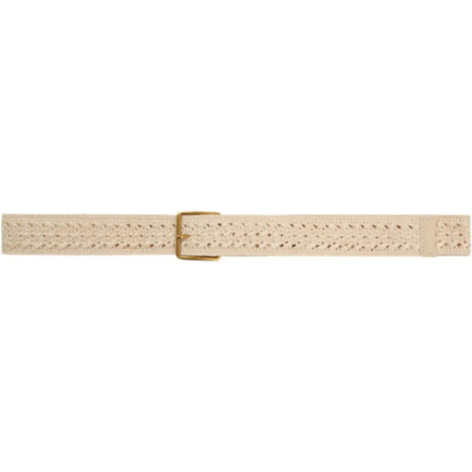 Grace & Mila Pastille riem beige met gouden gesp geweven