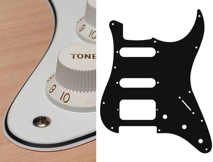 Boston ST-323-W pickguard, Stallion, SSH, 3 pot holes, 3-5 switch, 3 ply, white