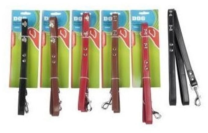 Hondenriem leer met botjes ornamenten 120cm