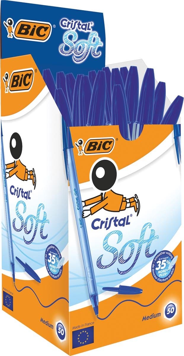 Pen Bic Cristal Soft 1-2 mm Kristal Blauw (50 Stuks)