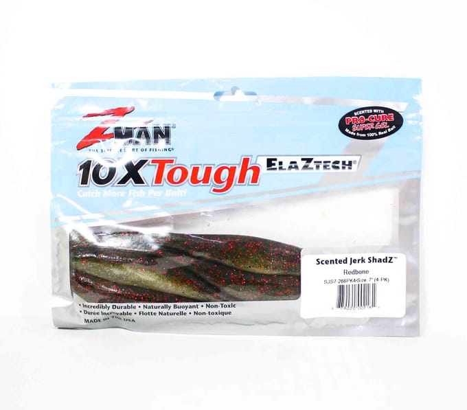 Zman Soft Lure Jerk ShadZ Geparfumeerd 7 Inch 4/Pack Redbone Glow (2161) white