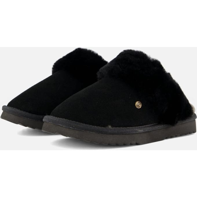 Warmbat Flurry Suede Dames Sloffen - Zwart