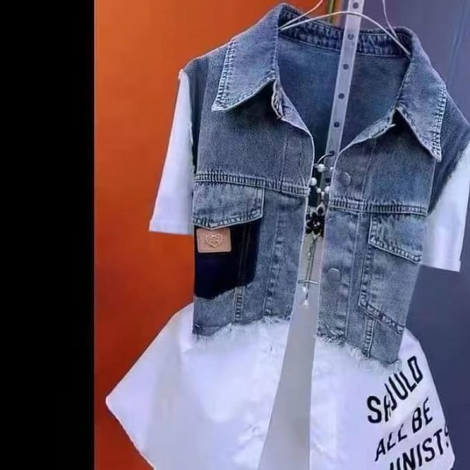 Mode Gestreepte Denim Jas Dames Lente/Zomer Design Sense Stiksels Dames Jassen Temperament Jas Top XXXXL red