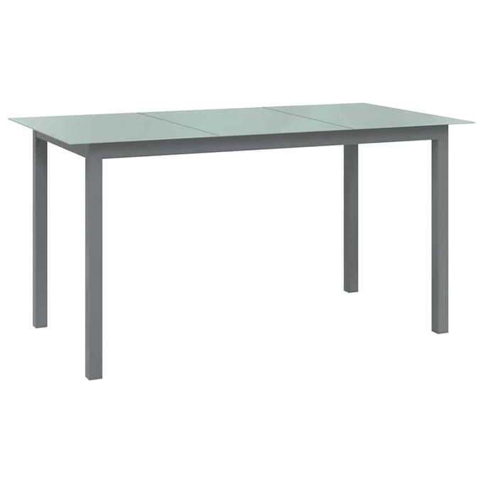 vidaXL - Tuintafel - 150x90x74 - cm - aluminium - en - glas - lichtgrijs