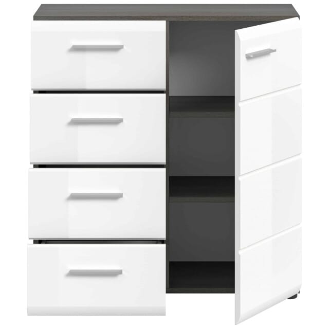 Salsa ladekast wit hoogglans MDF TZ rook zilver NB - 37x80x85cm