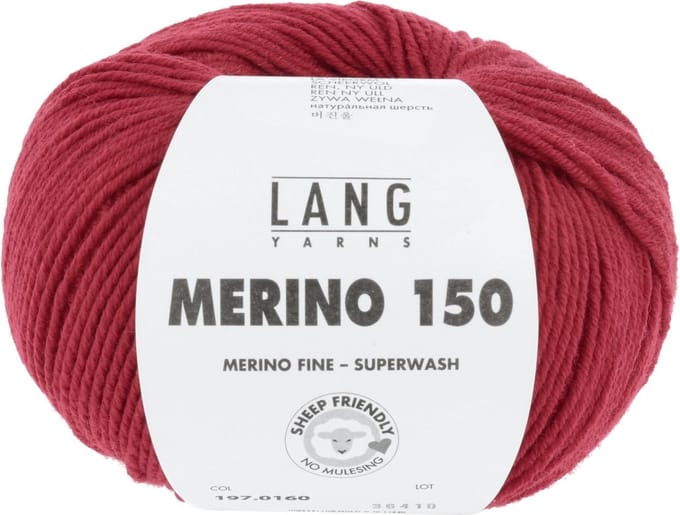 Lang Yarns Merino 150 - 160 felrood - Merinowol Garen