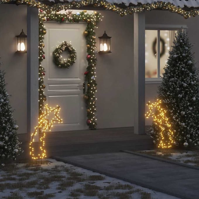 vidaXL - Kerstverlichting - meteoor - met - grondpinnen - 115 - LED's - 89 - cm
