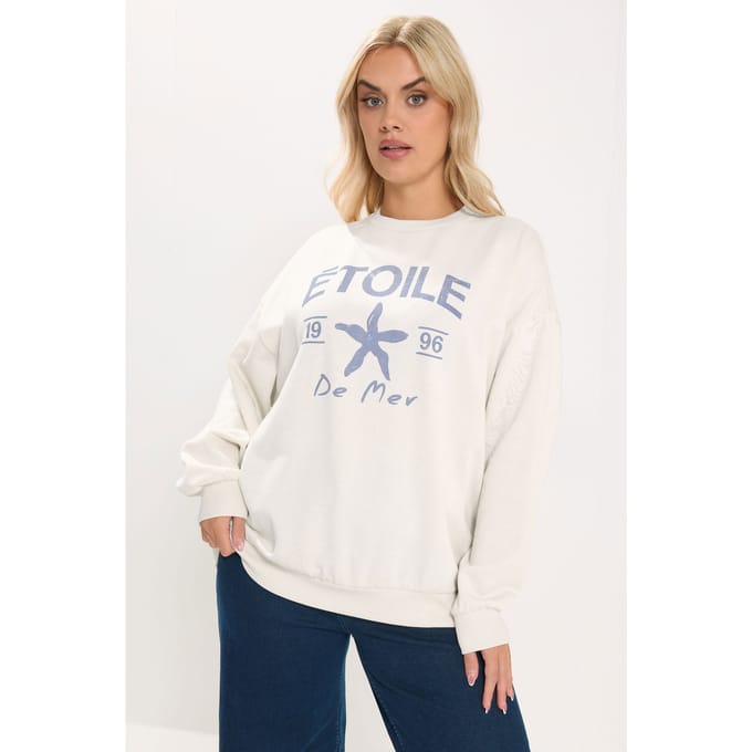 Yours Crèmekleurig 'Etoile' Sweatshirt Size 44