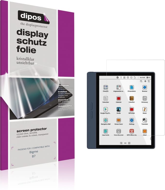 dipos – 2x Beschermfolie geschikt voor Bigme B7 | Krasbestendige & heldere Screenprotector Ultra-Thin