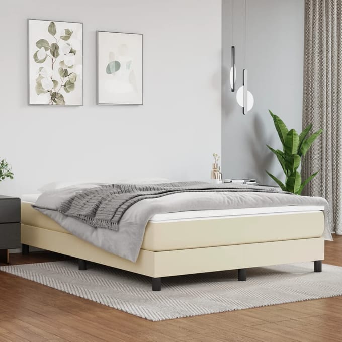 vidaXL - Pocketveringmatras - medium - 140x190x20 - cm - kunstleer - crèmekleurig
