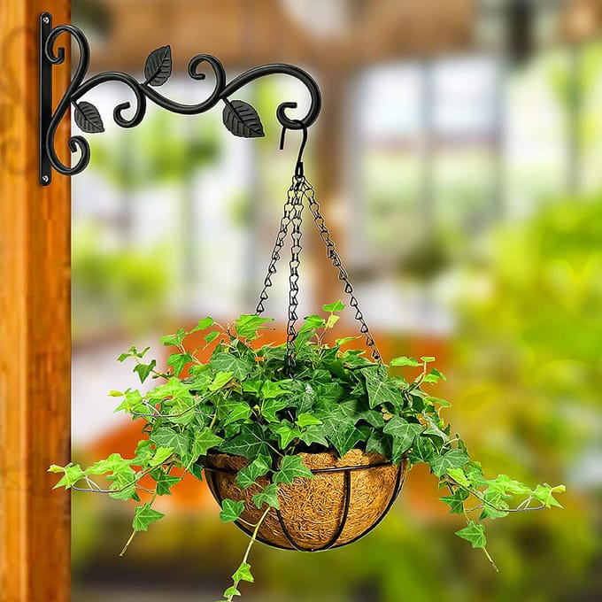 Hangplanten Beugel Wandmontage IJzer Decoratieve Plantenbak Haak Hanger met Schroeven voor Woonkamer gray