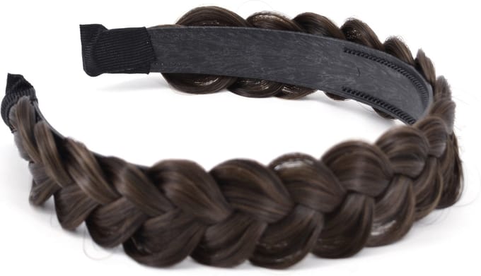 Vlecht Haarband - Zwartbruin | 13 x 4 cm | Nylon / Polyester | Gevlochten Diadeem