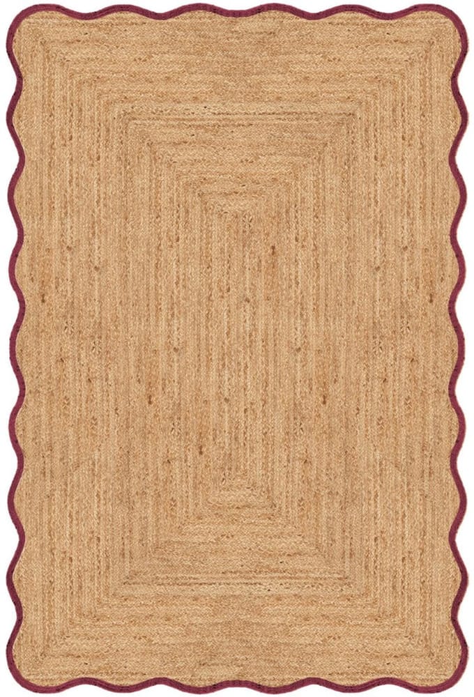 Jute vloerkleed scallop wafelstructuur naturel/roest Mrcarpet