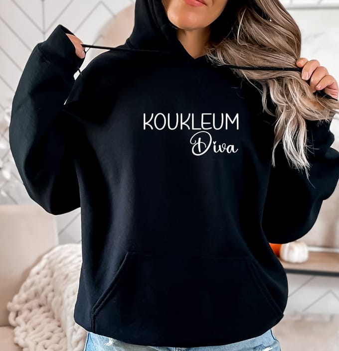 Dames Hoodie KOUKLEUM DIVA - zwarte hoodie maat 4XL