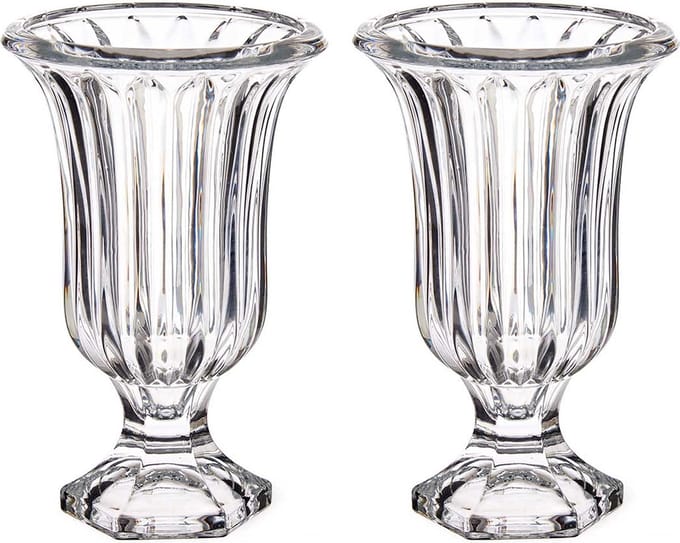 Giftdecor - Bloemenvazen 2x stuks - Lines transparant glas - 15 x 24 cm