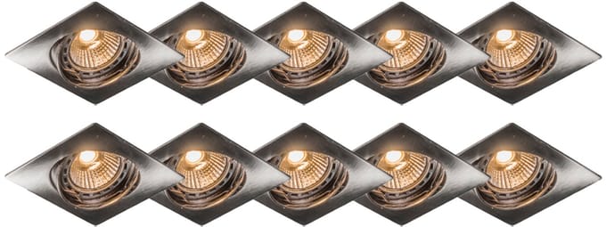 QAZQA edu square - Inbouwspot - 1 lichts - L 8.2 cm - Staal