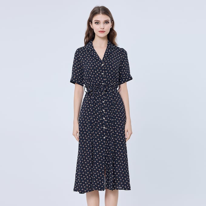 Retro print shirt-jurk