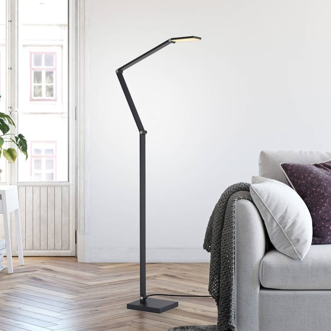 Paul Neuhaus LED vloerlamp SAMSKY, grijs, hoogte 161 cm, metaal, touchdimmer