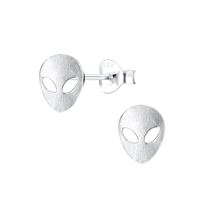 Joy|S - Zilveren oorbellen - Alien - 6 x 8 mm