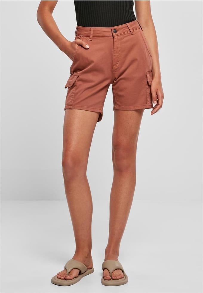 Urban Classics - High Waist Cargo Korte broek - Taille, 27 inch - Oranje