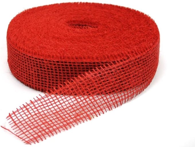 Jute Cadeaulint Cadeauband 5cm Rood- Breedte 5cm - 40m lang