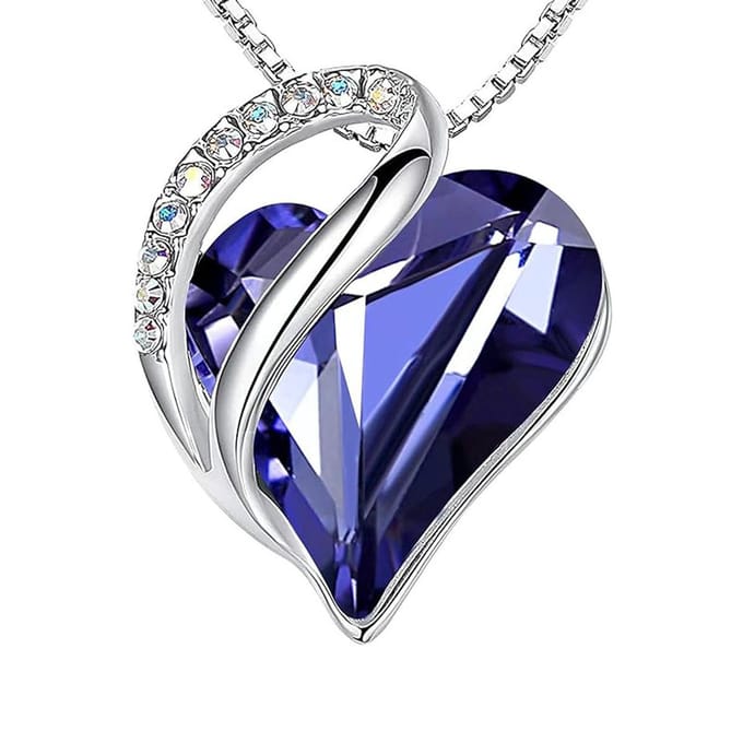QoF Kristal Hart Blauw – Ketting Lengte 45cm
