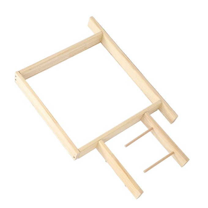 Tufting Frame DIY Knutselen Roestvrij Staal Eikenhout Textuur Eenvoudige Installatie Tapijtmakerij Frame beige