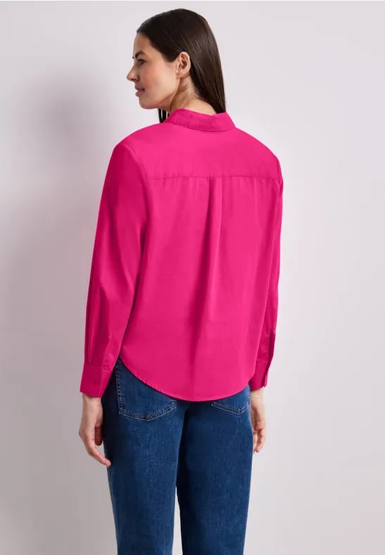 Blouse met lange mouwen en overhemdkraag in keperstof