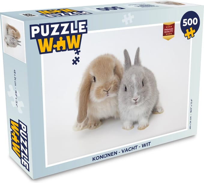Puzzel Konijnen - Vacht - Wit - Legpuzzel - Puzzel 500 stukjes