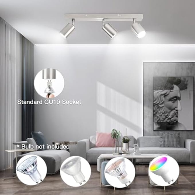 Plafondlamp met 3 Draaibare Spots en GU10 Fitting